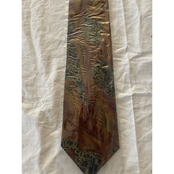 New Vintage Dead Stock 1980’s New Maga 100% Silk Tie Made in Italy Abstract - Picture 1 of 6